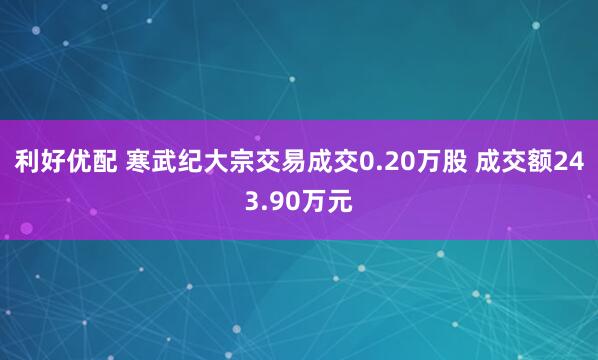 利好优配 寒武纪大宗交易成交0.20万股 成交额243.90万元